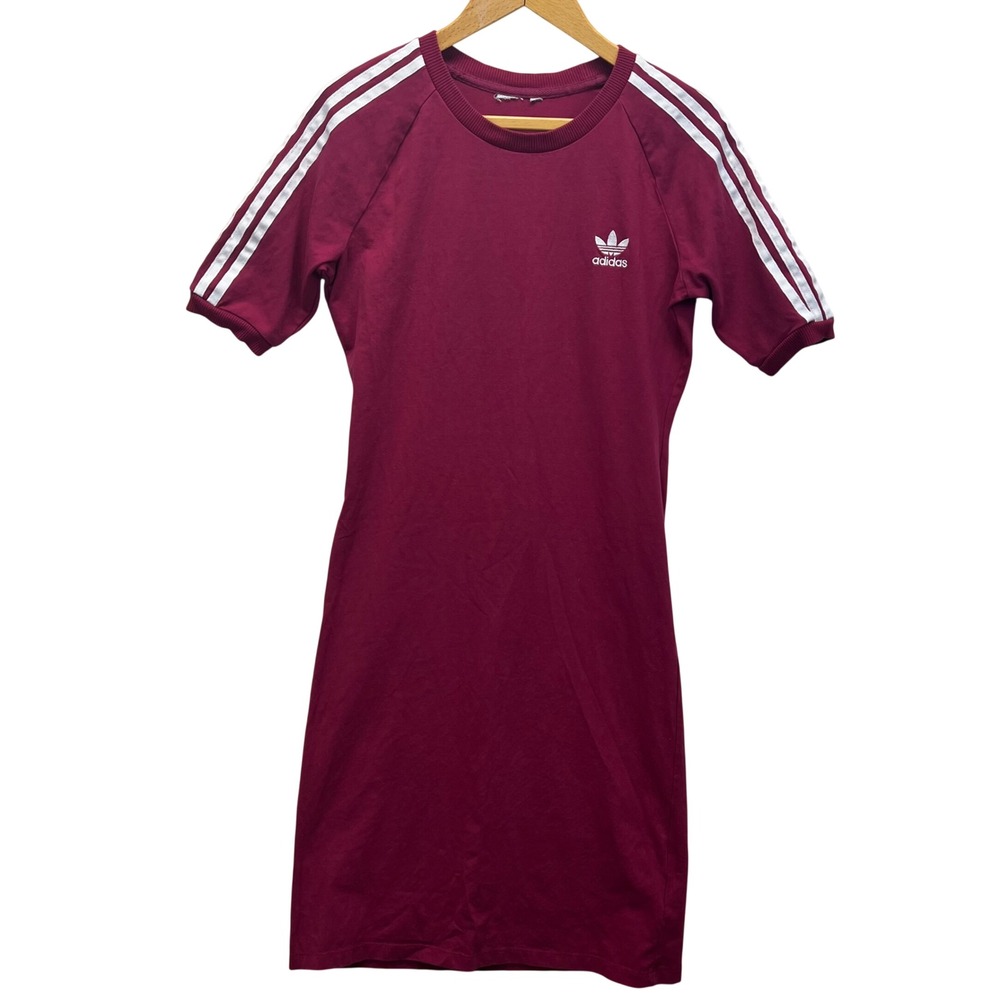 adidas Originals Burgundy Mini Dress with White Stripes